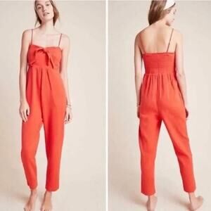 Saturday Sunday Anthropologie Isabel Tie Front Gauzey Cotton Jumpsuit Size Small